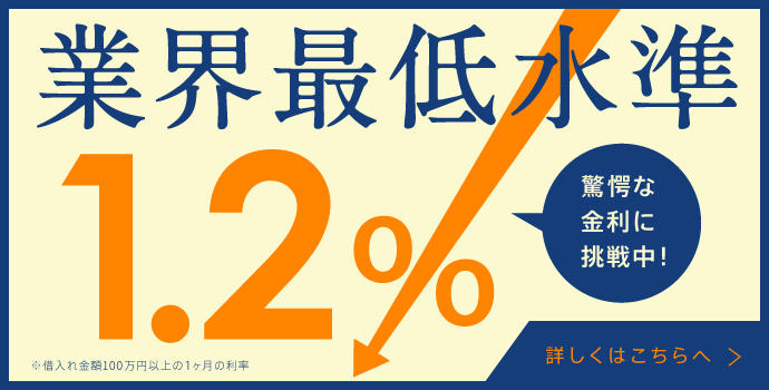 業界最低水準1.5%　驚愕な金利に挑戦中！